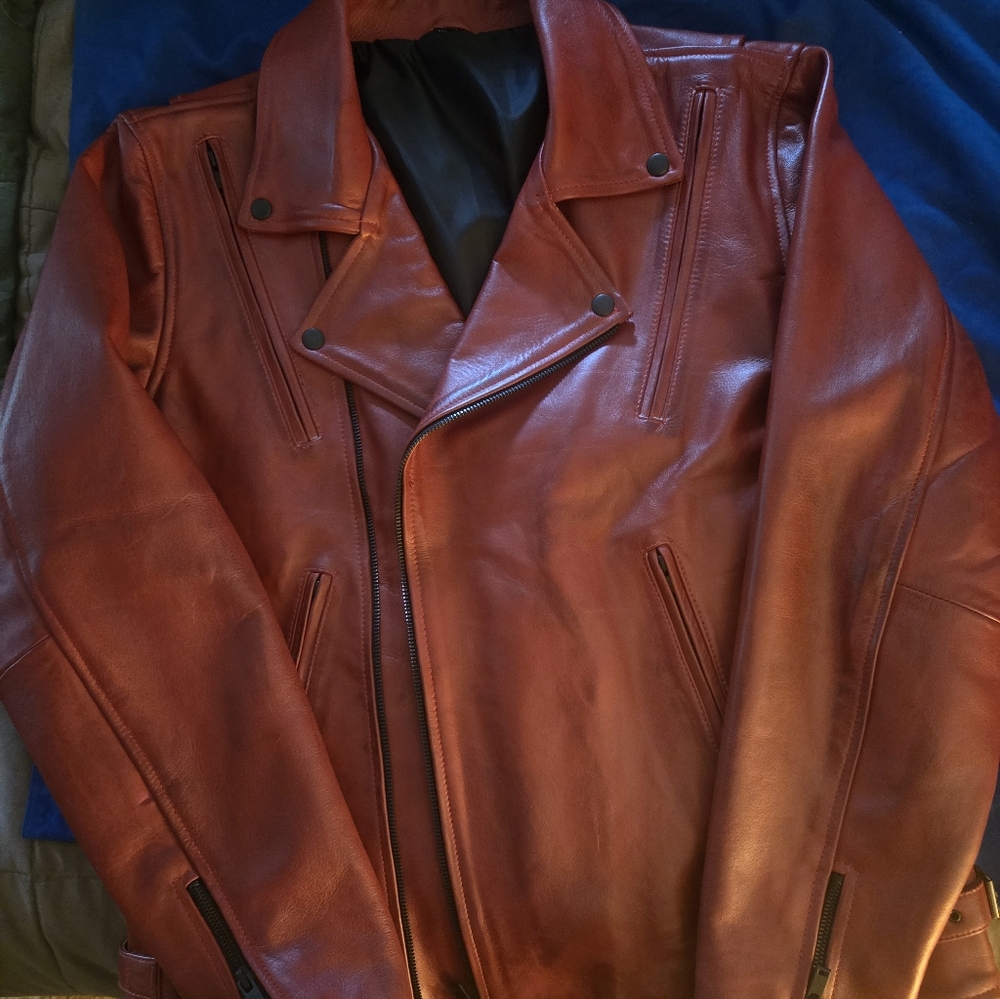 Men's Premium Leather Jacket - Blood Red